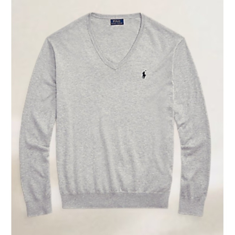 Polo Ralph Lauren Gray Merino Wool V Neck Sweater Men Big & Tall Size 3XB NWT